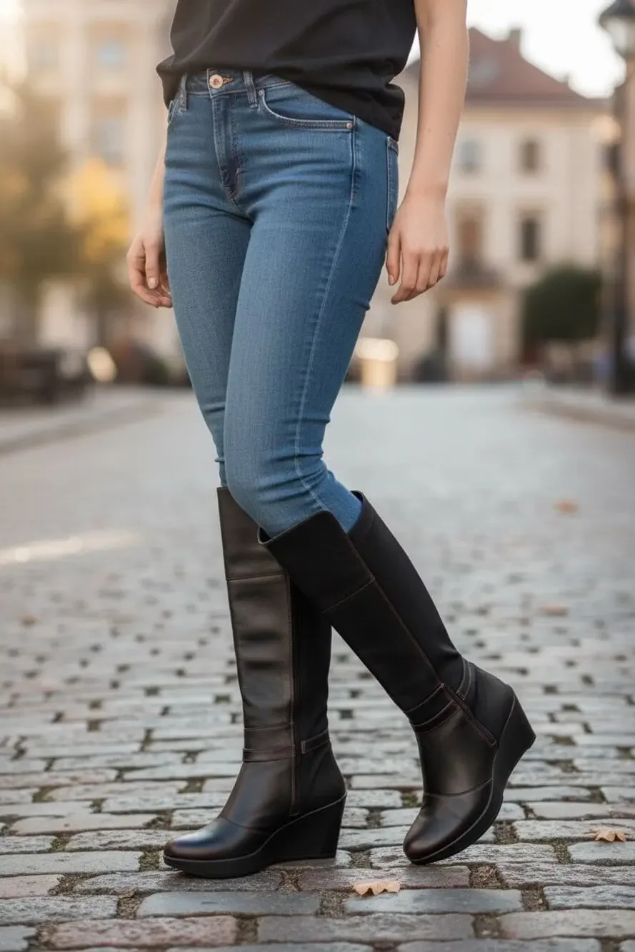 NEW Naot Volcanic Red Delilah Wedge KNEE Boots SZ 9 (39)